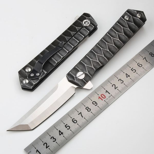 Twosun Razor Couteaux de poche pliants Chasse tactique Lame D2 Poignée tout en acier avec clip Outil extérieur Flipper Couteau à ouverture rapide Outils EDC A07 C07