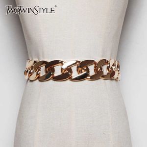 Twotwinstyle Patchwork Chain Belt for Women Hit Couleur Boutettes minimalistes Feme Feme Nouveaux accessoires 2021 Style Spring Q0624 187W