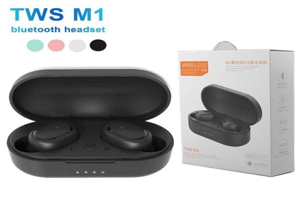 tws bluetooth earphone M1 Auriculares Bluetooth Mini auriculares inalámbricos portátiles 50 TWS Auriculares con cancelación de ruido Micrófono estéreo Earbu9202699