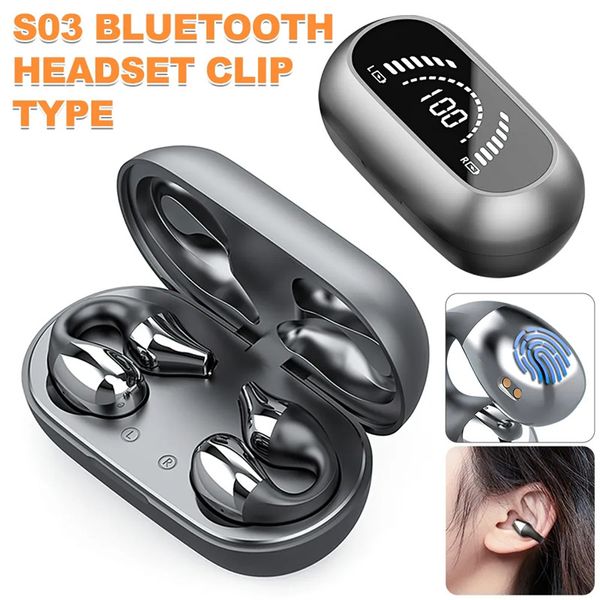 Écouteurs Bluetooth TWS Écouteur de conduction de l'os sans fil Clip Clip Music Musique Amélioration des écouteurs stéréo HD Call Sports Headset Affichage LED Long Battery