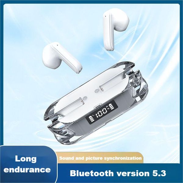 Casque Bluetooth TWS Modèle TM50 Écouteurs intra-auriculaires sans fil Écran miroir Affichage LED Deux écouteurs avec microphone intégré Casque de haute qualité