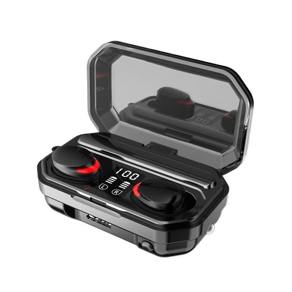 TWS Auriculares Bluetooth para teléfono móvil Banco de energía Binaural in-ear Gaming Cuffie Auriculares inalámbricos Auriculares 2000 mAh Cargador Caja de carga Luz LED Pantalla digital