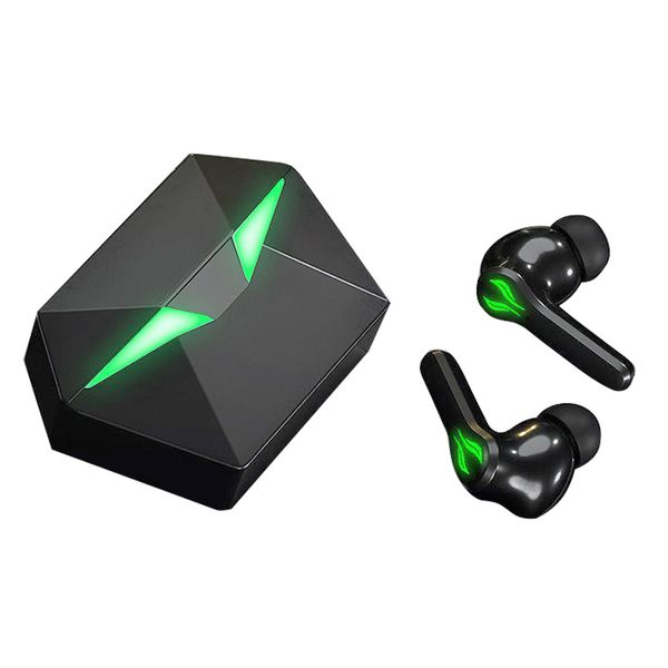 TWS Écouteurs pour téléphone portable Véritable casque sans fil Bluetooth Casque de jeu pour Apple iOS Android Écouteurs intra-auriculaires étanches Éclairage vert Musique de basse antibruit