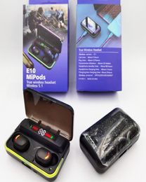 TWS E10 Draadloze hoofdtelefoon Bluetooth 51-oortelefoon met oplaaddoos Waterdichte sportgame-oordopjes Headset5277564
