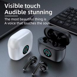 Auriculares TWS BT5.3 con pantalla LED, auriculares inalámbricos con sonido estéreo de alta fidelidad, auriculares deportivos Bluetooth táctiles
