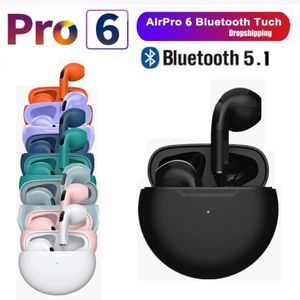 Écouteur Bluetooth TWS Pro6 Earphone With Mic 9D Stereo Pro 6 Écouteurs pour le casque Bluetooth sans fil Xiaomi Samsung Android avec emballage de vente au détail