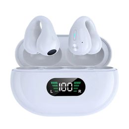 Auriculares inalámbricos TWS Q80 con Bluetooth 5,3, cascos de conducción ósea, diseño de clip para la oreja, auriculares Led con Control táctil, Auriculares deportivos