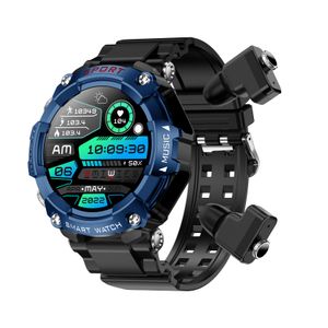 TWS plongeur montre intelligente avec écouteurs hommes Casque sans fil Bluetooth Montres intelligentes poignet 1.28 BT Pression d'appel Sports Fitness Smartbands ip68 Oxygen Heart Rate Tracer