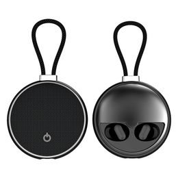 TWS haut-parleur casque haut-parleur portable écouteur sans fil Bluetooth intra-auriculaire mini bouchon d'oreille boîte de charge ronde écouteurs lecteur appariement automatique avec corde paquet de vente au détail