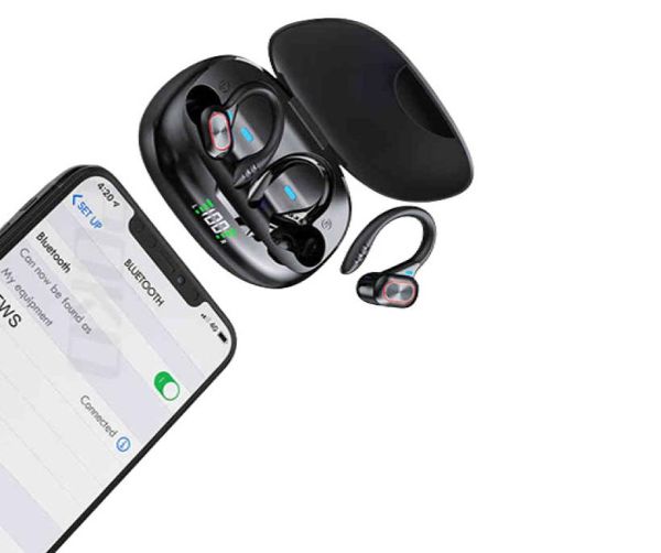 Écouteurs sans fil TWS TWS Écouteurs Bluetooth compatibles avec les microphones Sport Hook Affichage LED CASHPHONES EAUTBUDS WA8549930