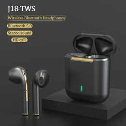 TWS Draadloze Fone Bluetooth-oortelefoon ecouteur cuffie Oordopjes auriculares J18 HD Oproep Stereo Muziek Headset Gaming Ruisonderdrukking Koptelefoon voor smartphone in het oor