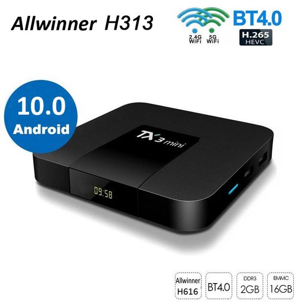 TX3 Mini Android 10.0 TV Box Allwinner H313 2GB 16GB Dual Wifi 2.4g 5G con BT PK X96Q TX6 T95 X96 Mini