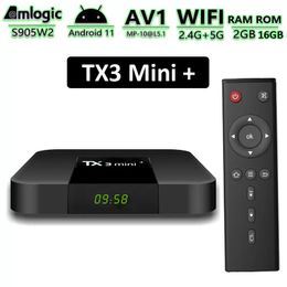 TX3 Mini + Android TV Box AMLOGIC S905W2 2GB 16GB Smart TVBOX Ondersteunt 2.4G / 5G DUAL BAND WIFI BT Media Player met DISPLY TX3 MINI PLUS Android11