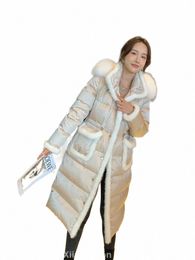 Txii Fi Espesado Lujo Mink Fur Collor Down Coat Abrigo de mujer LG Rodilla sobre 2023 Invierno Nuevo High End Fi T7GV #