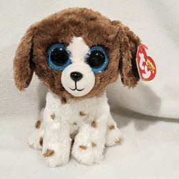 Ty beanie 6 "Big Glitter Eyes Muddle le chien brun et blanc 15 cm en peluche en peluche à collectionner Doll Tout Toy Gift