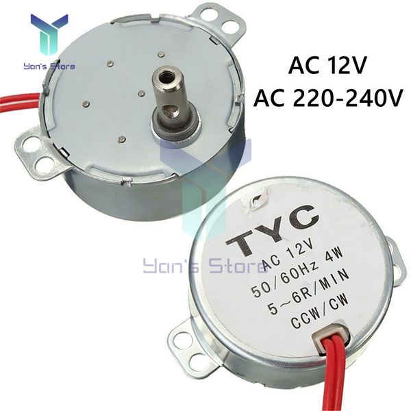 TYC-50 AC 12V AC 220-240V 50/60Hz Motor sincrónico estable 5-6R/MIN Torque robusto 4 W Torntable de microondas para ventilador eléctrico