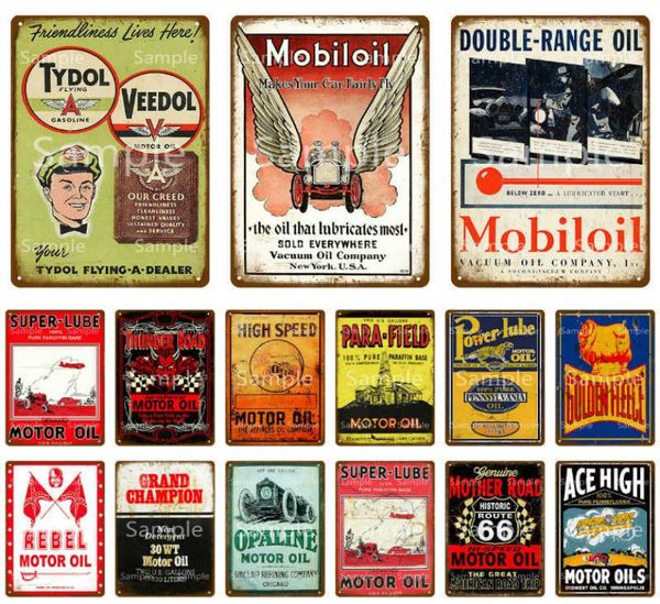 Tydol Flying Gasoline Veedol Motor Oil Metal Sign Vintage Garage Decor Plaque à gaz Décoration murale Man Cave Gas Moboiloil Poster8776490
