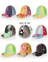 Tye Die Criss Cross Ponytail Baseball Cap en matière de baseball Sports Unisexe Soleil Camilier Réglable Summer Ljjo83067098757