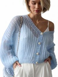 Tyhru Hauts au crochet pour femmes Pulls tricotés légers transparents et transparents Pull Cardigan ample q7NN #