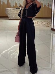 Tyhru Pantalones para mujer trajes sexy con cuello en v