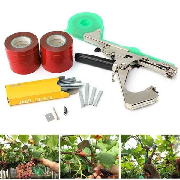 Machine à lier les plantes de jardin Bundle Tapetool Tapener avec 12 rouleaux de ruban adhésif, utilisé pour les légumes, les raisins, les tomates, les concombres 210719