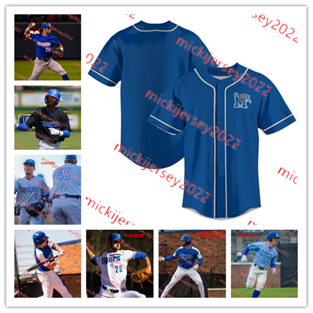 Tyler Harrington Brennan Dubose Memphis Baseball Jersey Sterling Turmon Carson Stinnett Logan Kohler Cade Hennemann Memphis Tigers tröjor Mens Mens Custom Stitched