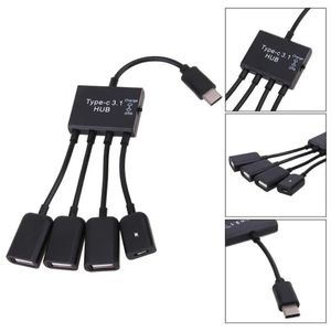Type-C 3.1 4 en 1 Micro USB Hub OTG Cable Extension Cable Extension pour Android Samsung Tablet Hub avec alimentation