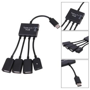 Type-C 3.1 4 in 1 micro USB Hub OTG-kabelverlenging Adapter voor Android Samsung Tablet Hub met voeding