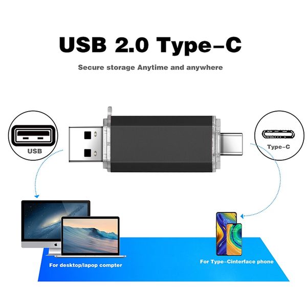 Tipo C 64GB Clave alta velocidad USB Flash Drive OTG Pen Drive 32GB USB Stick Pendrive Disco flash para PC/CAR/TV USB C 128GB