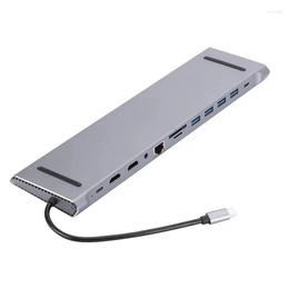 Adaptador tipo C para ordenador portátil 12 en 1, accesorios para ordenador, estación de acoplamiento, expansor de puerto HD y transferencia de datos USB a 5,0 Gbps