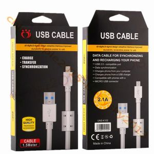 Telefoonkabels Micro Antijamming USB-kabel 1.5m 5FT Data Charging Cable Fast Speed ​​Wire voor Samsung S7 S8 S9 Note 8 BlackBerry