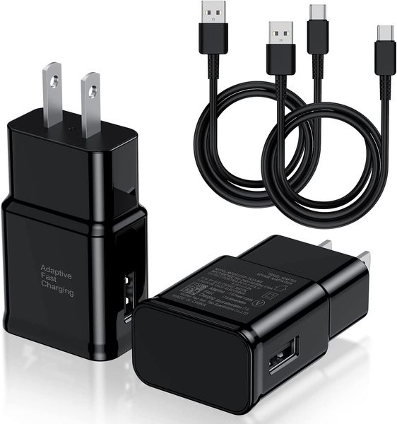 Cargador tipo C de carga rápida, paquete de 2 cargadores de pared para teléfono USB C Android, bloque de 6 pies