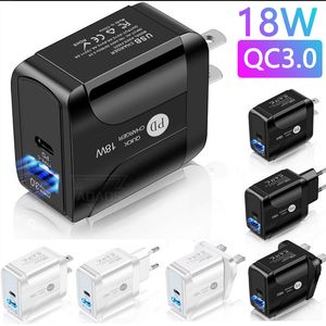 Chargeur de type c PD 18W, double Ports, Charge rapide, EU, US, UK, Ac, chargeur mural de voyage à domicile, pour IPhone, Samsung, tablette PC