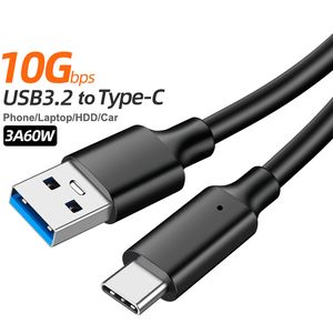 Type-C datakabel USB3.2 naar type C transmissiekabel 10 Gbps voor harde schijf HDD autolader 3A 60 W PD snelle USB-C oplaadkabels