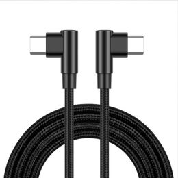 Type C Datakabels USB C naar C Kabel Opladen 60W Enkele Dubbele Elleboog Gevlochten Koord Kabels voor iPhone 15 Mobiele telefoons Computers