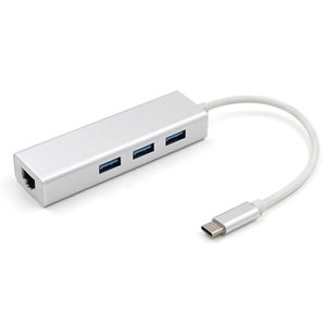 Type C Ethernet -adapter naar RJ45 LAN Netwerkkaart Wired 10/100/1000 Mbps Gigabit USB 3.0 Hub 5GBPS voor MacBook Notebook -laptop