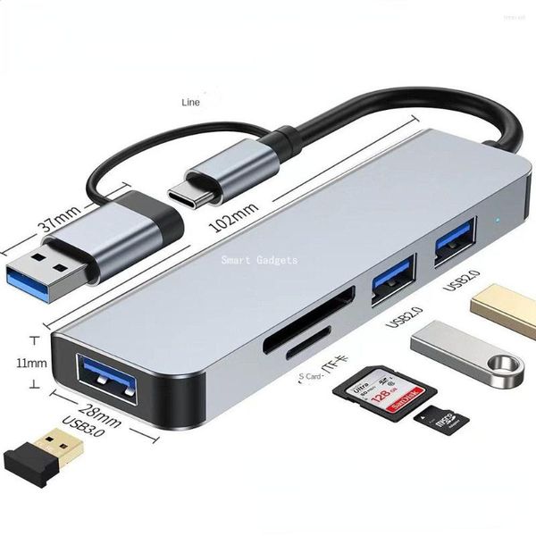 Adaptateur de concentrateur de type C 4 en 1 5 7 USB 3.0 vers USB2.0 USB3.0 TF lecteur de carte SD pour tablette et ordinateur