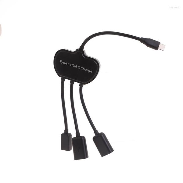 Hub tipo C a 3 puertos USB 2,0, adaptador de conector de Cable de carga de alimentación múltiple OTG tipo C