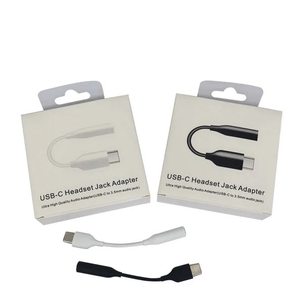 Adaptador de cable para auriculares tipo C macho a 3,5 mm Adaptadores USB C macho Conector hembra de audio AUX para Samsung note 10 20 plus con paquete minorista