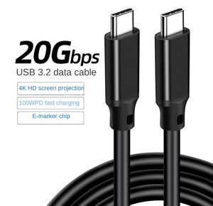 Type-c male to male data cable 100W5A fast charging chip USB3.20 Gen2 dual male public to public 4K projection video cable