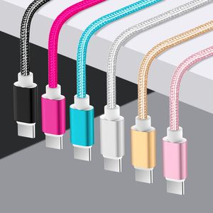 Type C Micro USB-kabels Gevlochten Nylon Legering Metalen Snelle Lasten Gegevenskabel voor Samsung Galaxy S8 S9 S10 A50 Opmerking 10 3M / 2M / 1M Snel opladen Xiaomi MI 9T A3 MI9T