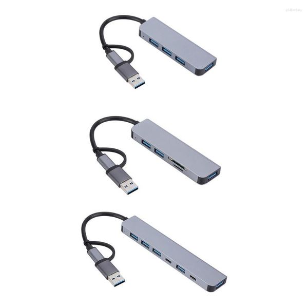 Adaptador divisor USB múltiple tipo C, concentrador portátil, transmisión de alta velocidad, Plug and Play para ordenador PC