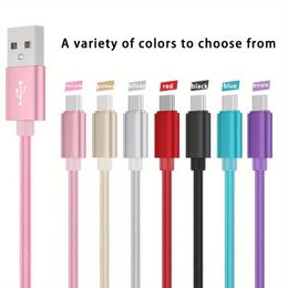 Tipo C Nylon Micro Cables USB de nylon Cable de cargador de carga rápida de sincronización para el teléfono inteligente Android V8 1M 2M 3M