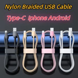 Type C Nylon Traité Micro USB Cables Charge Données Sync Cordon de chargeur de charge rapide durable pour téléphone intelligent Android Câble de charge rapide