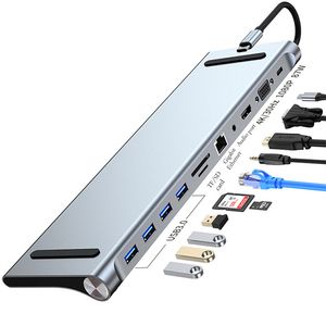 TYPE-C STATION ADAPTER 11in1 RJ45 HDMI PD VGA SD/TF USB3.0
