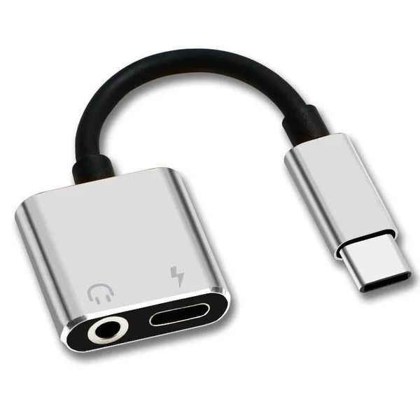 Conjunto de auriculares de adaptador de audio tipo C a 3.5 mm 2in1 Converter para cargar el cable USB C