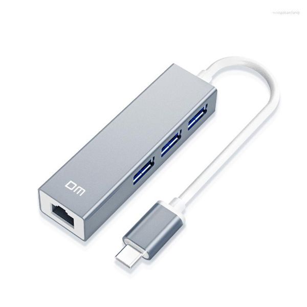 HUB haute vitesse USB3.0 de Type C à 3 ports avec Ethernet 1000 mb/s CHB013 prenant en charge le transfert de disque dur de 1 To jusqu'à 300 mo/s