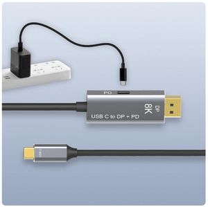 Type-C naar DisplayPort 1.4 8K-kabel met PD-opladen 8K 60Hz 4K 144Hz USB-C naar DP bidirectionele conversie