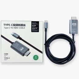 Câble HD de type C vers HDMI 4K 60 Hz 30 Hz pour le partage d'écran de téléphone et d'ordinateur Adaptateur TV audio vidéo UHD pour iPad Pro max Macbook Samsung projecteur pour ordinateur portable avec boîte nouveau