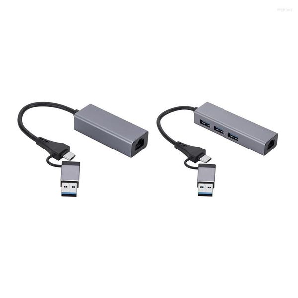 Type-c vers carte réseau Hub USB alliage d'aluminium C Ethernet RJ45 adaptateur Lan prise en charge accès 10/100/1000 Mbps